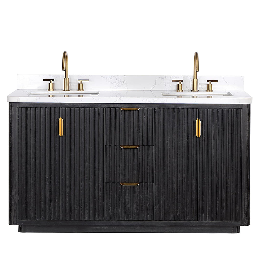 Meuble-lavabo Cadiz avec dessus en pierre composite sans miroir