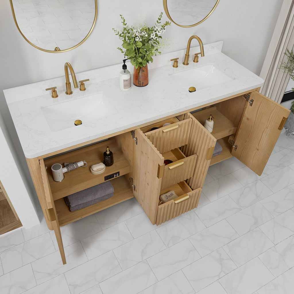 Meuble-lavabo Cadiz avec dessus en pierre composite sans miroir