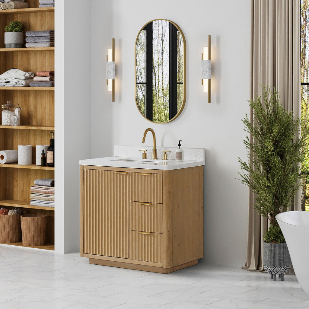 Meuble-lavabo Cadiz avec dessus en pierre composite sans miroir