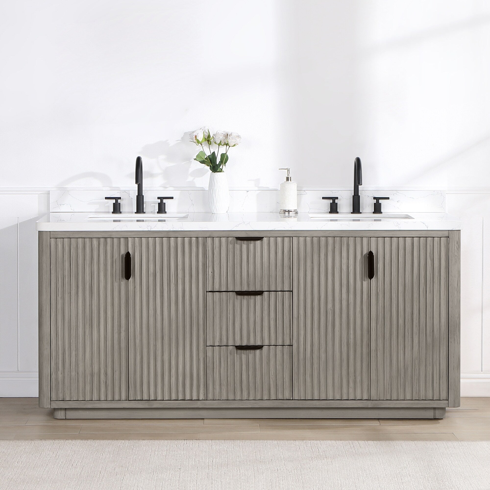 Meuble-lavabo Cadiz avec dessus en pierre composite sans miroir
