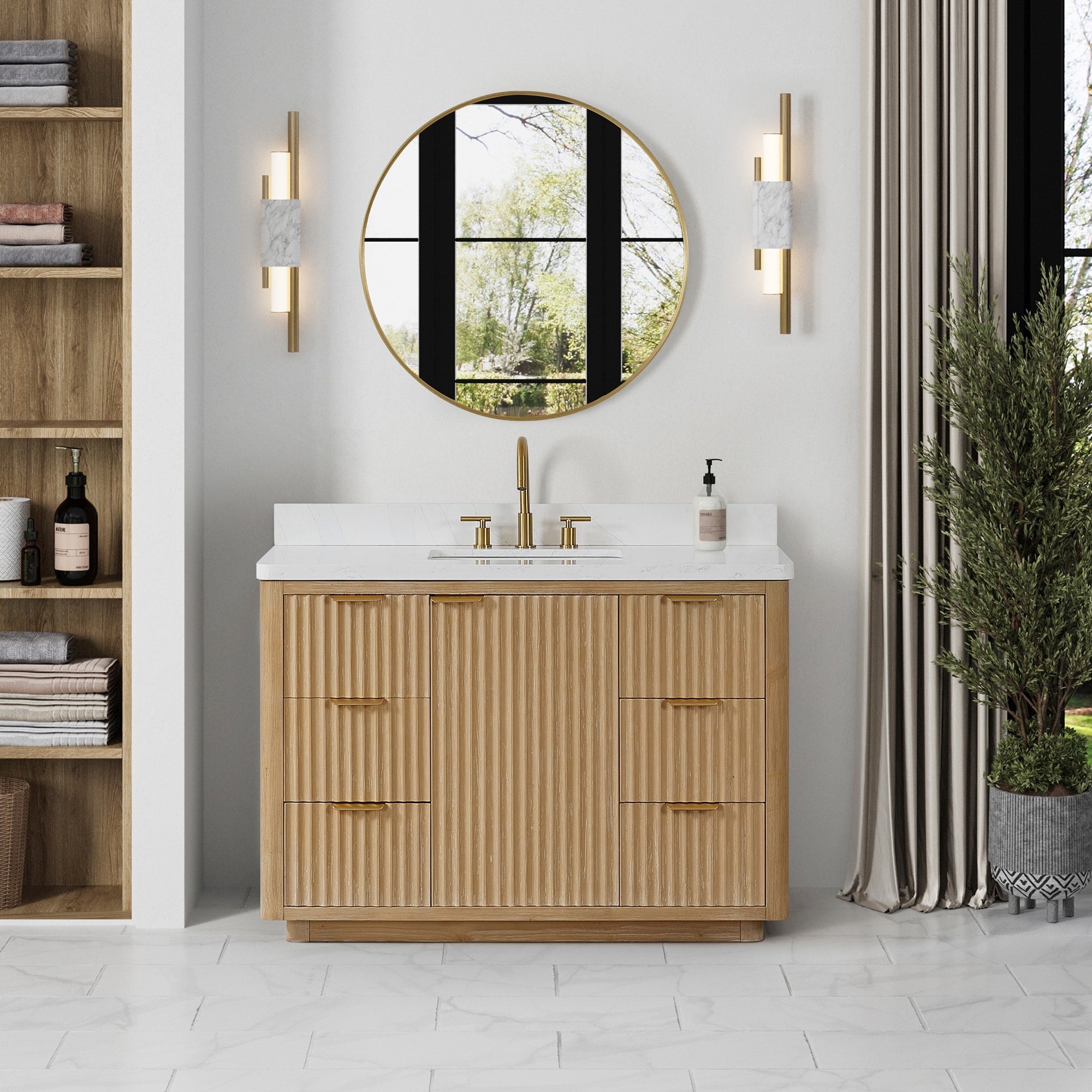 Meuble-lavabo Cadiz avec dessus en pierre composite sans miroir