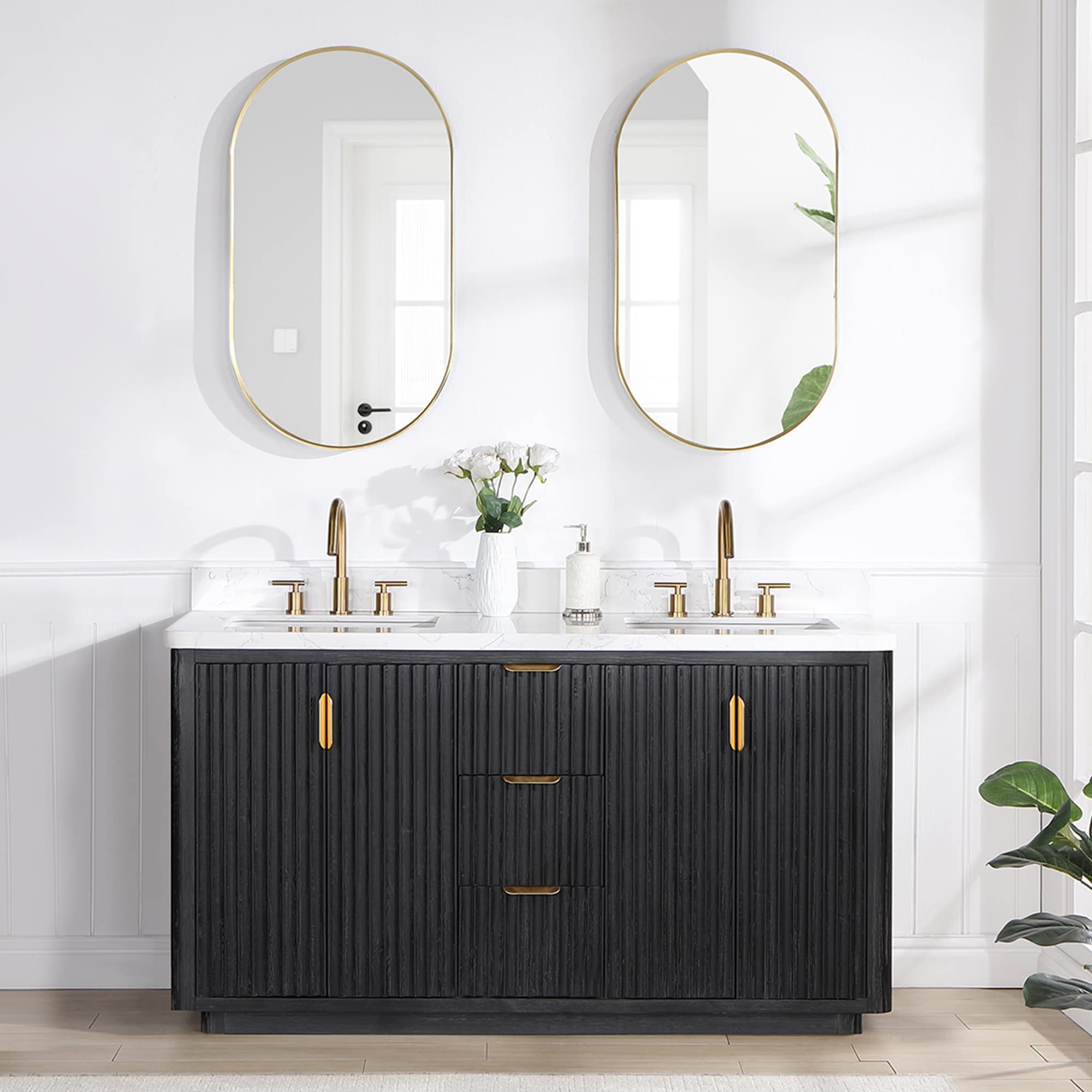 Meuble-lavabo Cadiz avec dessus en pierre composite sans miroir