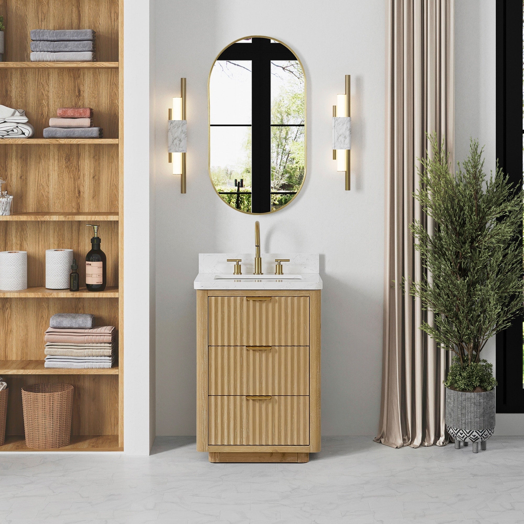 Meuble-lavabo Cadiz avec dessus en pierre composite sans miroir