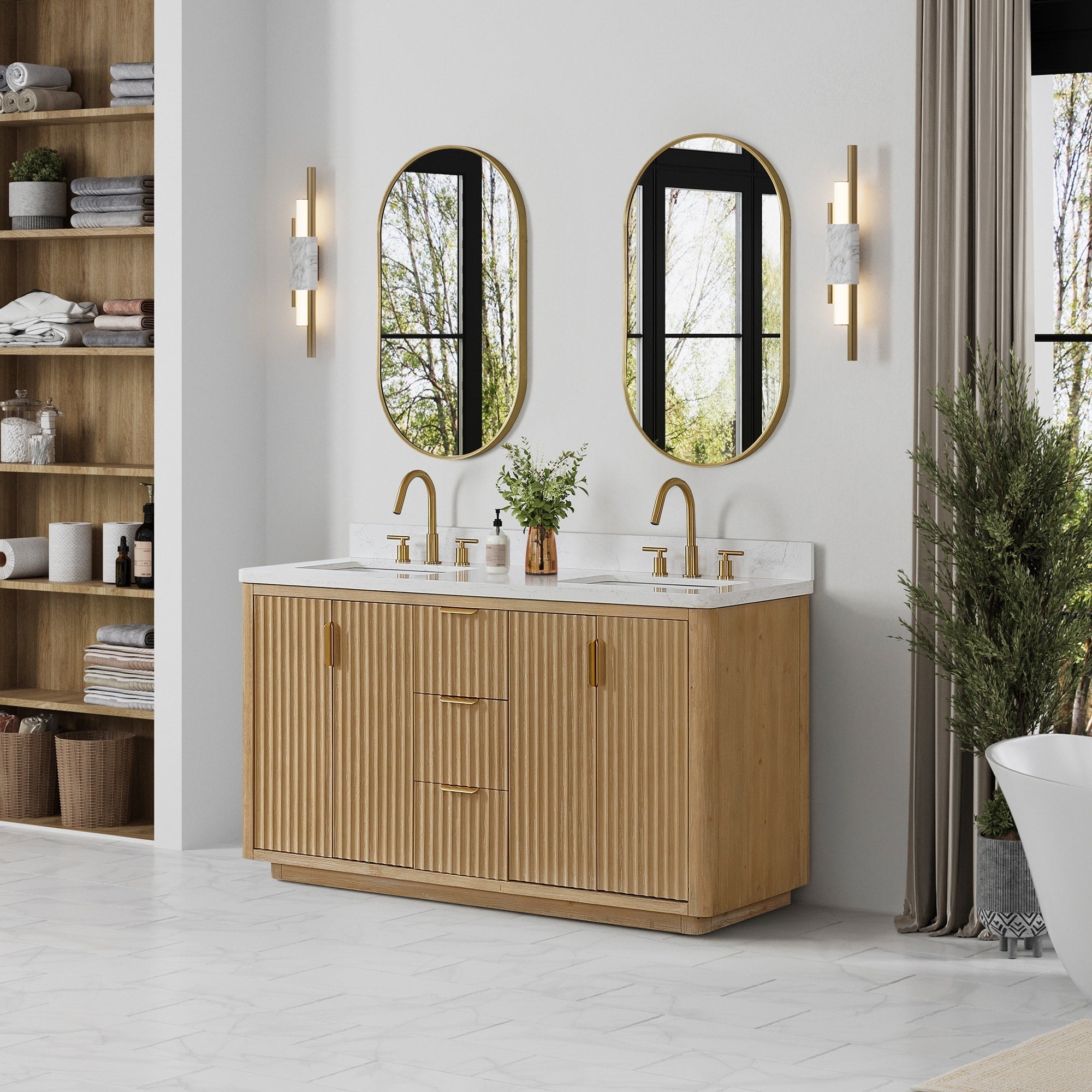 Meuble-lavabo Cadiz avec dessus en pierre composite sans miroir