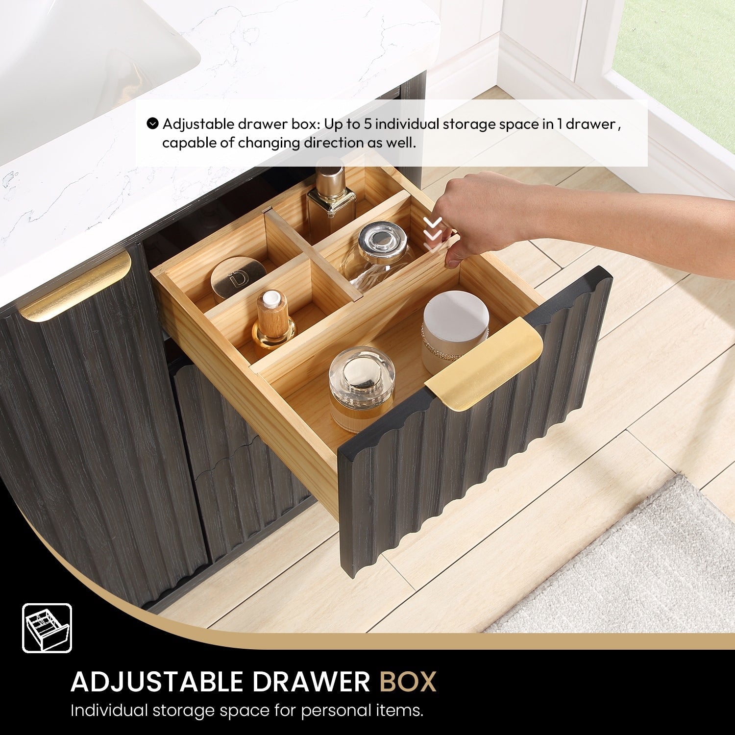 Meuble-lavabo Cadiz avec dessus en pierre composite sans miroir