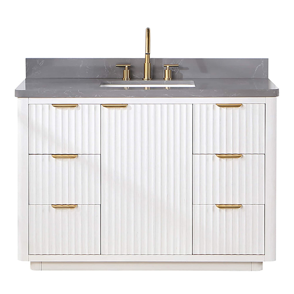 Meuble-lavabo Cadiz avec dessus en pierre composite sans miroir