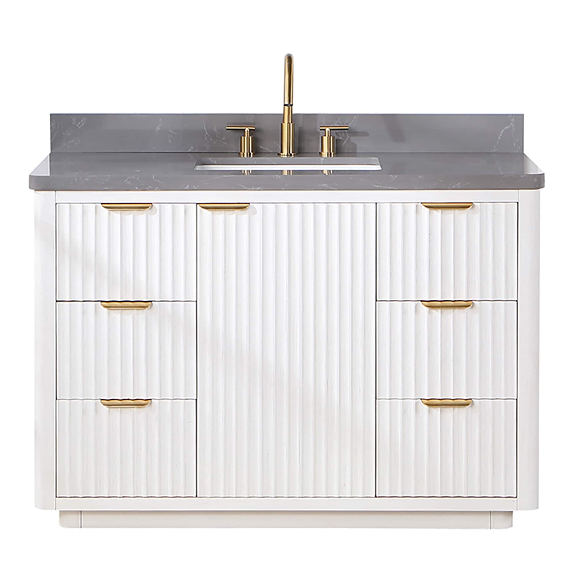 Meuble-lavabo Cadiz avec dessus en pierre composite sans miroir