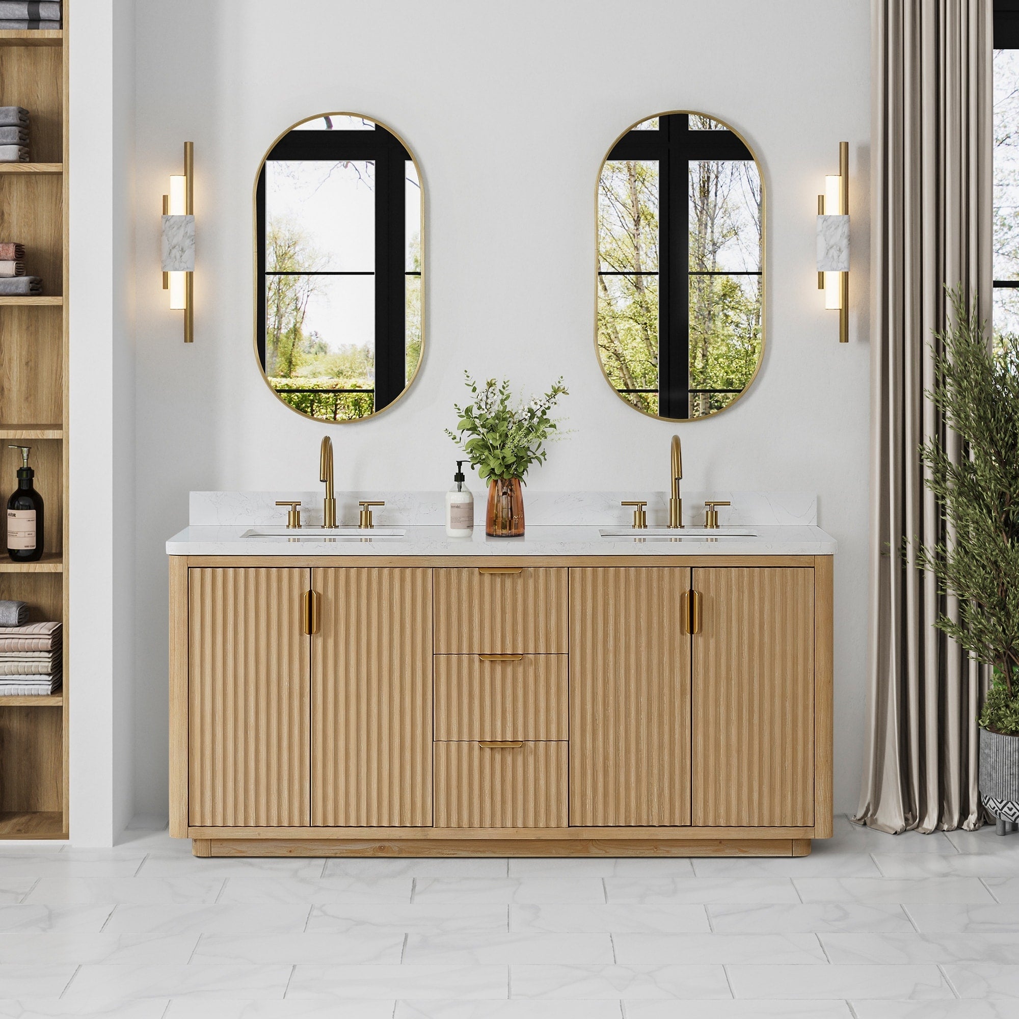 Meuble-lavabo Cadiz avec dessus en pierre composite sans miroir