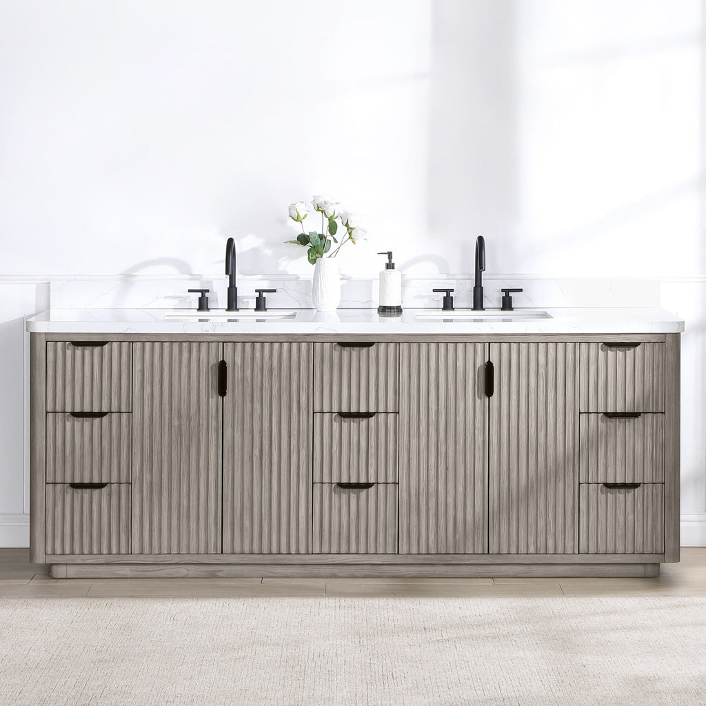 Meuble-lavabo Cadiz avec dessus en pierre composite sans miroir