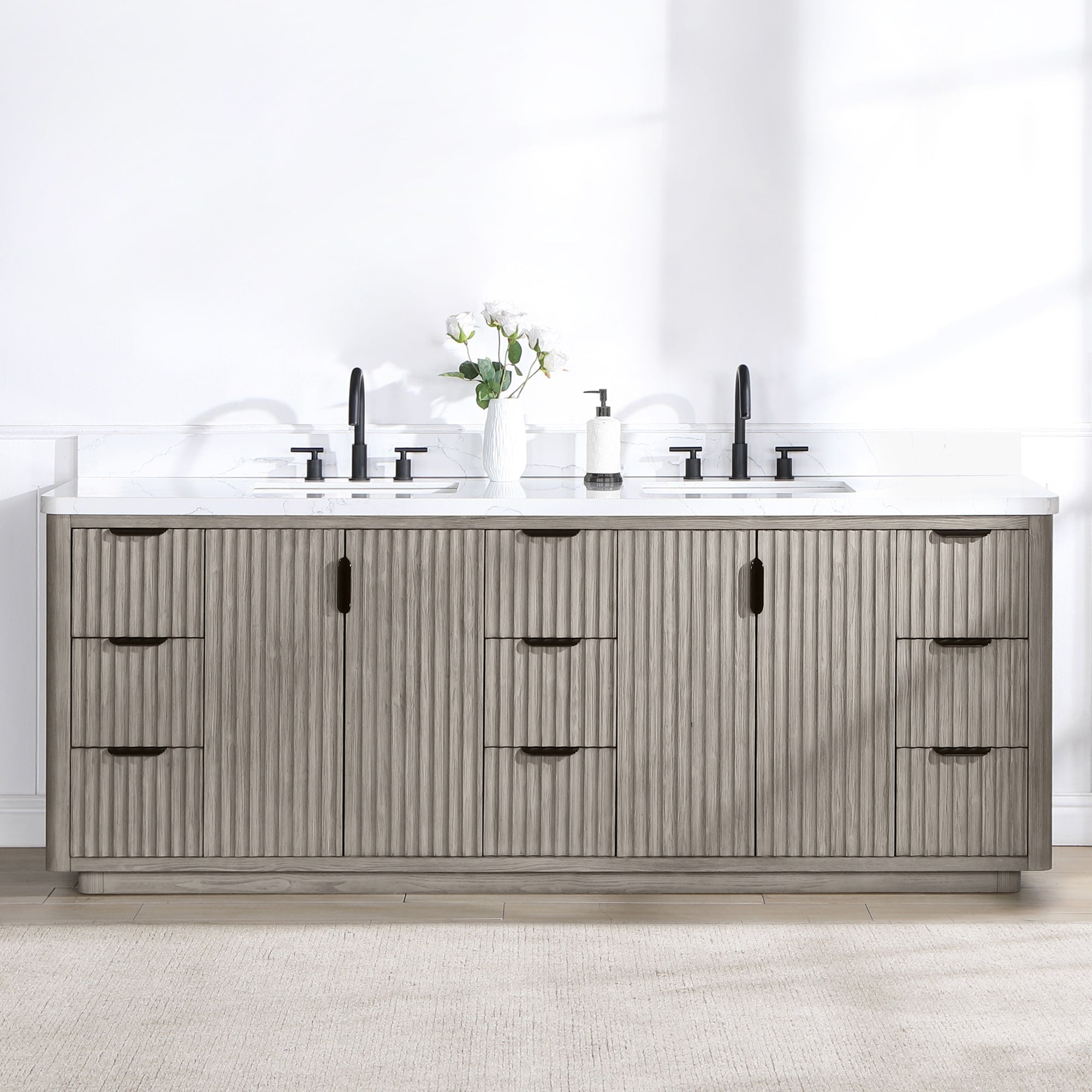 Meuble-lavabo Cadiz avec dessus en pierre composite sans miroir