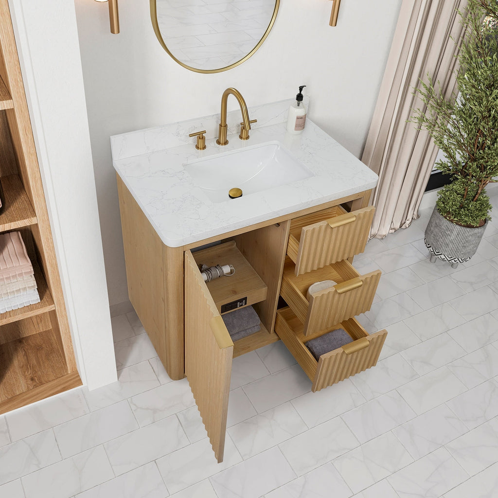 Meuble-lavabo Cadiz avec dessus en pierre composite sans miroir