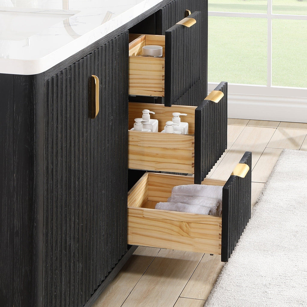 Meuble-lavabo Cadiz avec dessus en pierre composite sans miroir