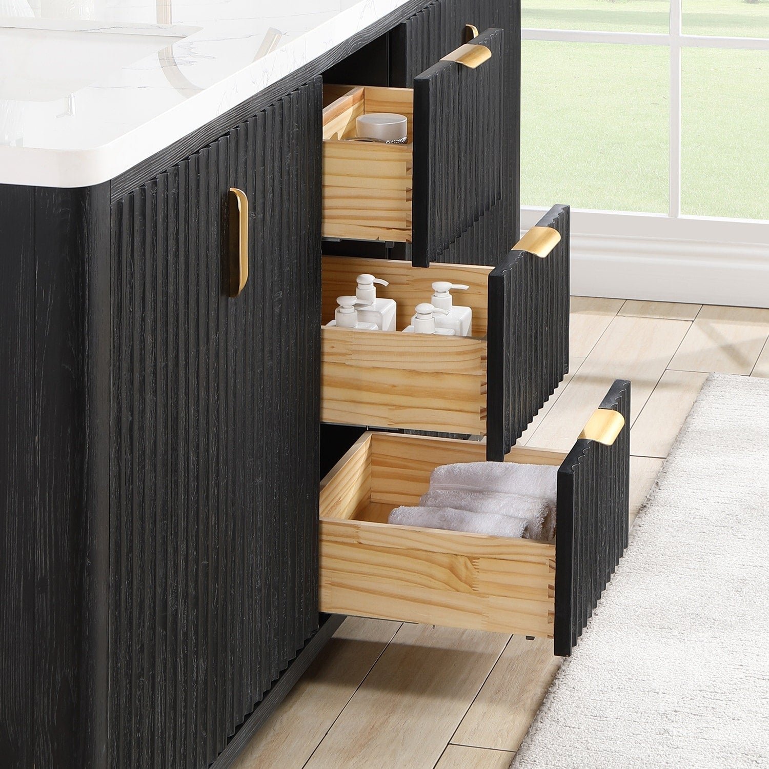 Meuble-lavabo Cadiz avec dessus en pierre composite sans miroir