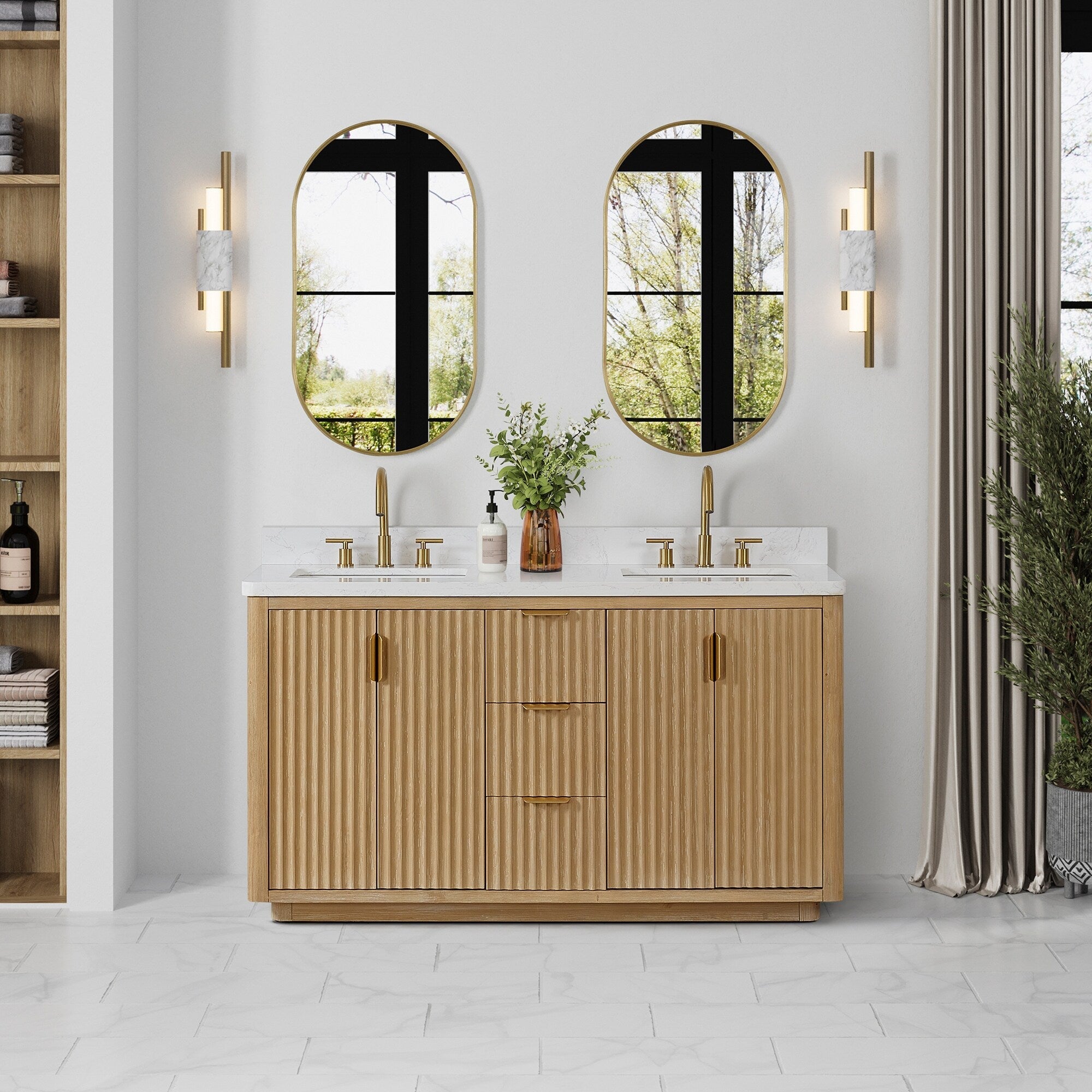 Meuble-lavabo Cadiz avec dessus en pierre composite sans miroir