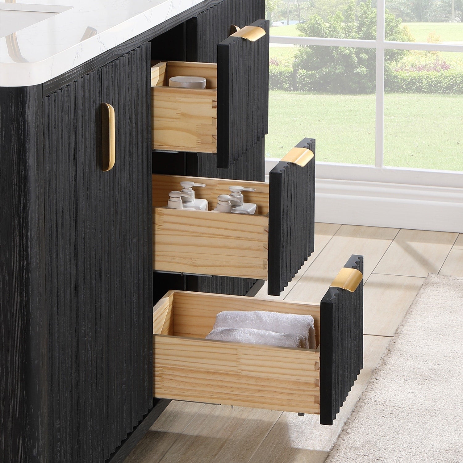 Meuble-lavabo Cadiz avec dessus en pierre composite sans miroir