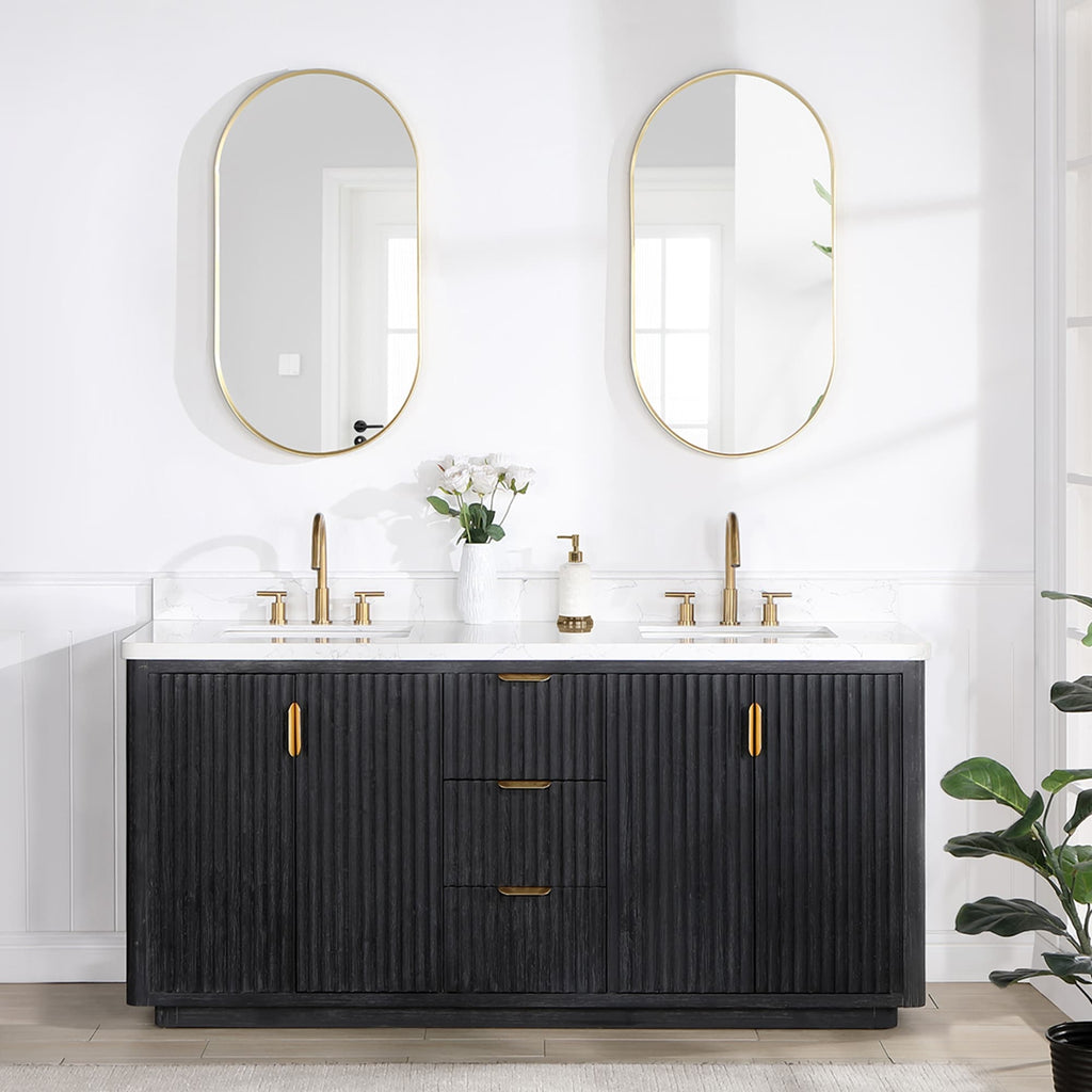 Meuble-lavabo Cadiz avec dessus en pierre composite sans miroir