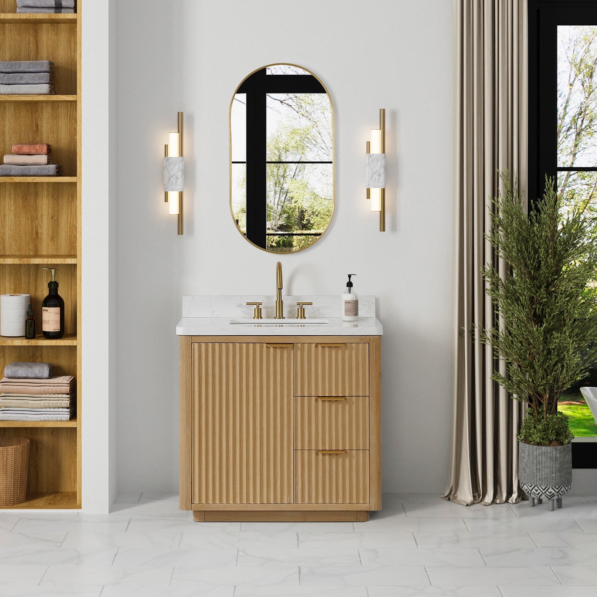 Meuble-lavabo Cadiz avec dessus en pierre composite sans miroir