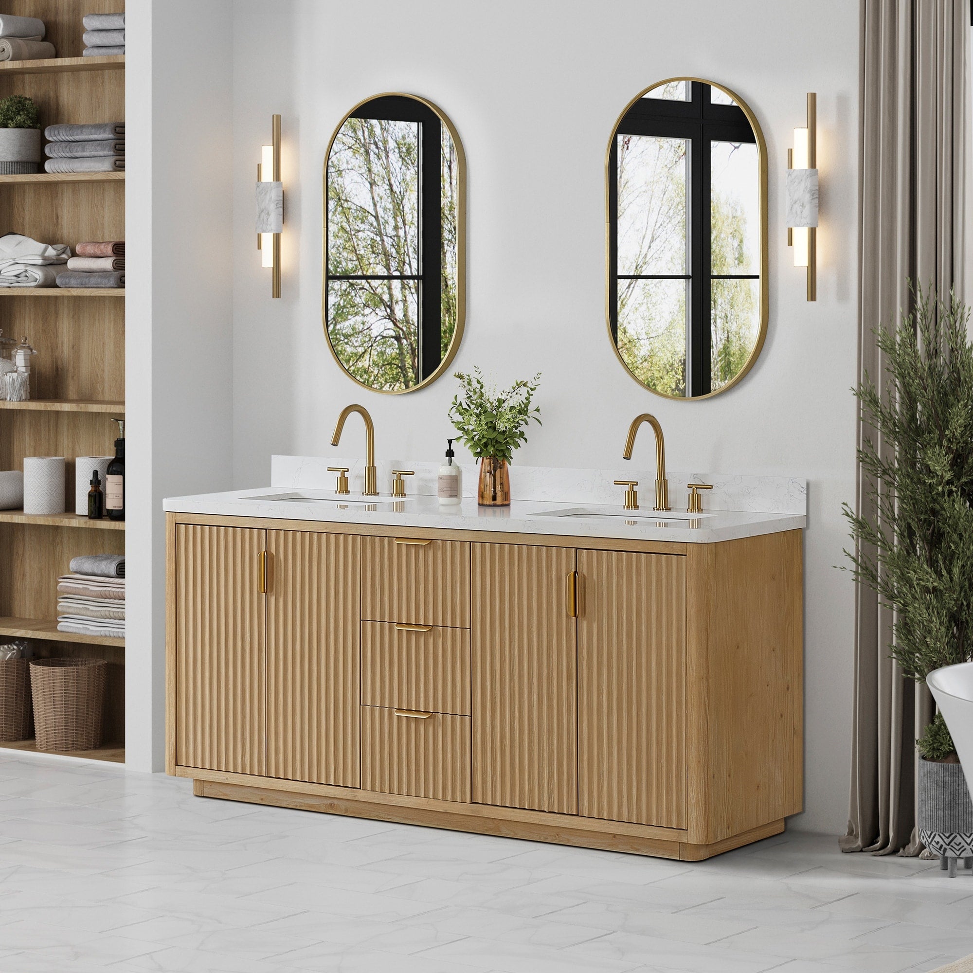Meuble-lavabo Cadiz avec dessus en pierre composite sans miroir