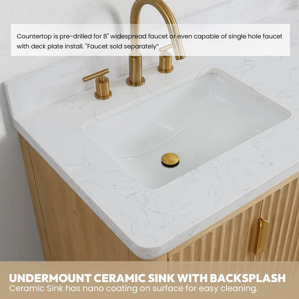 Meuble-lavabo Cadiz avec dessus en pierre composite sans miroir