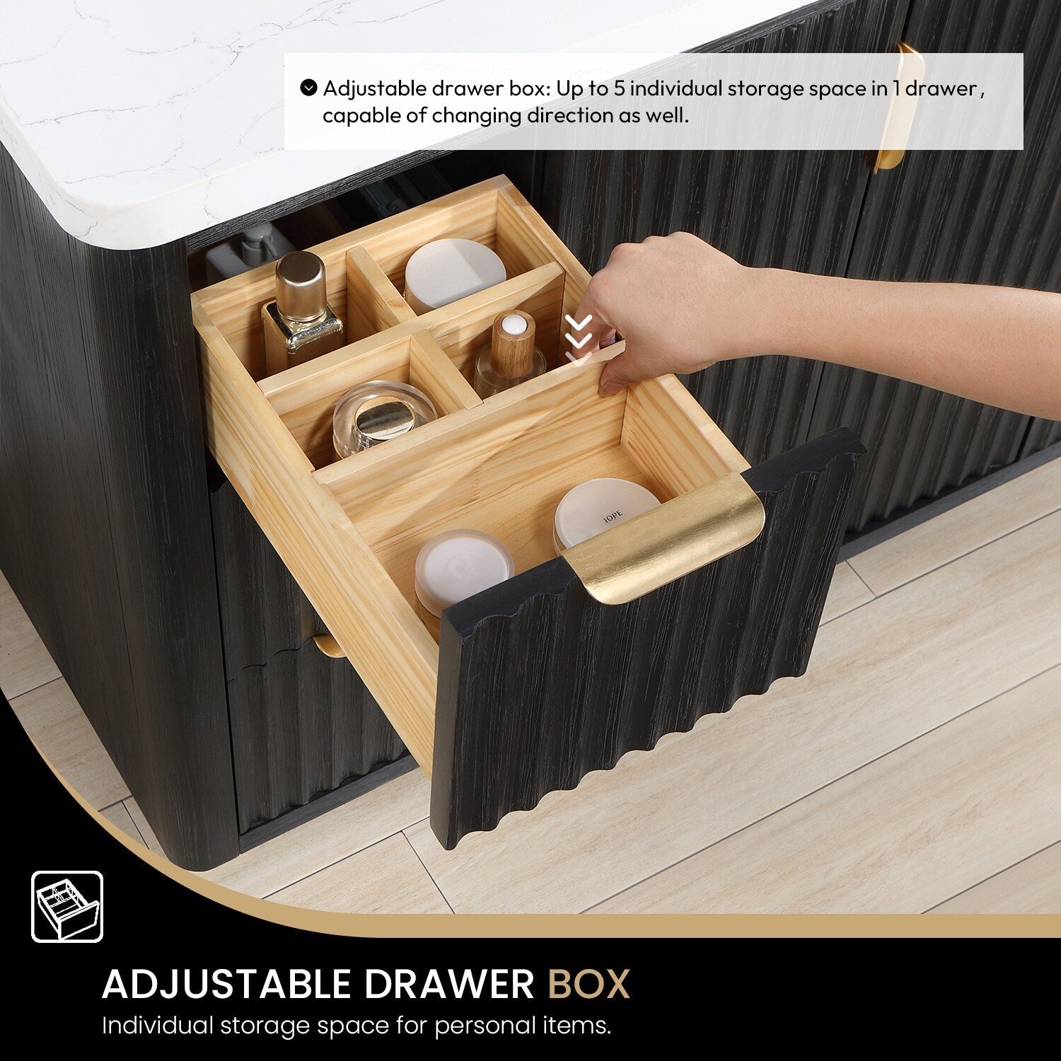Meuble-lavabo Cadiz avec dessus en pierre composite sans miroir