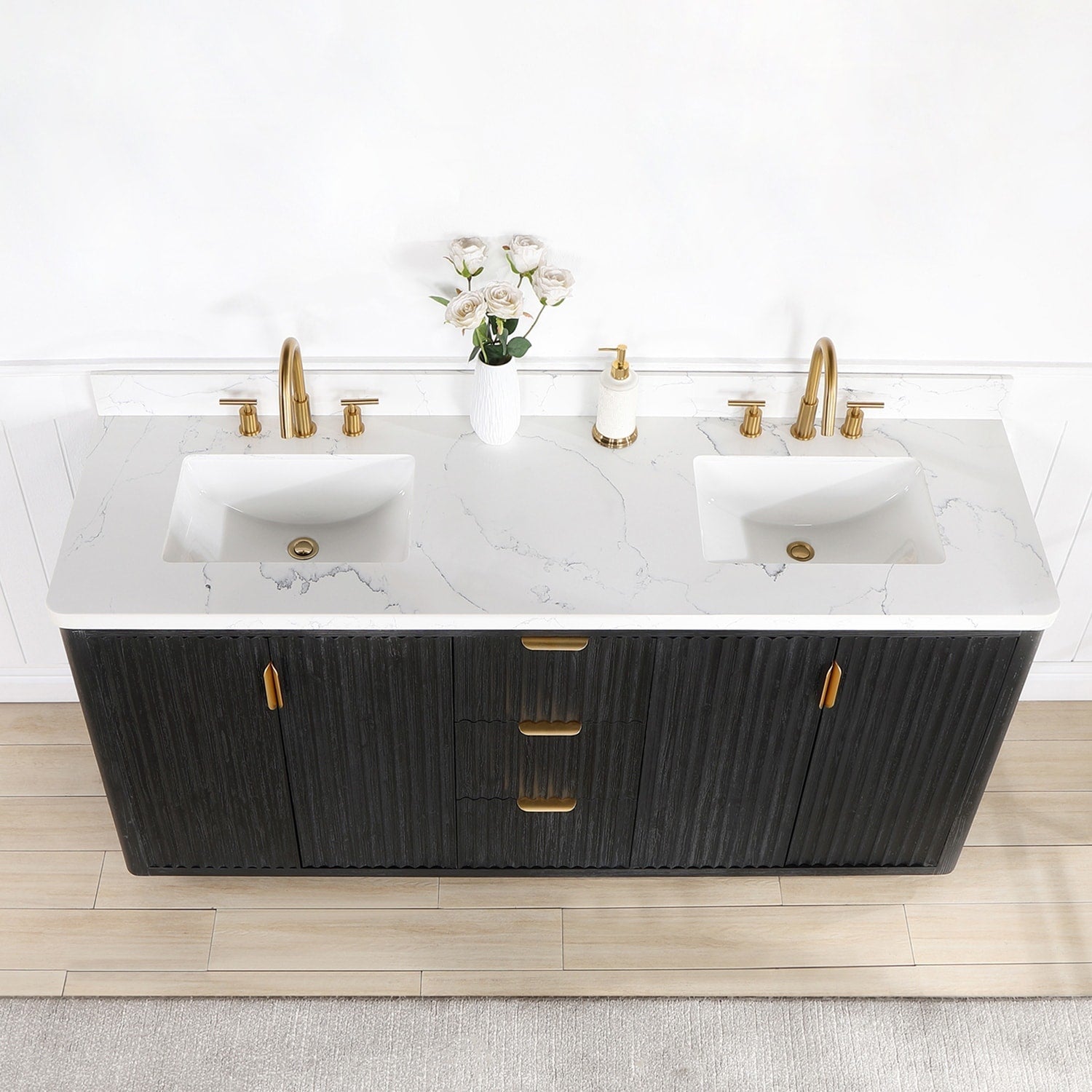 Meuble-lavabo Cadiz avec dessus en pierre composite sans miroir
