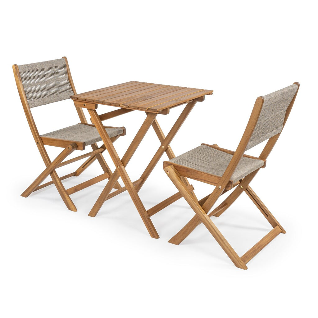 Ensemble bistrot d'extérieur pliant 3 pièces en bois d'acacia Cadiz Modern Coastal, par JONATHAN Y