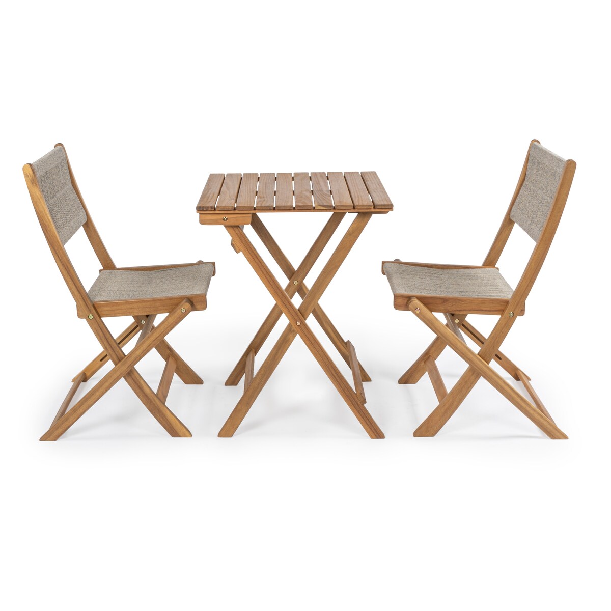 Ensemble bistrot d'extérieur pliant 3 pièces en bois d'acacia Cadiz Modern Coastal, par JONATHAN Y
