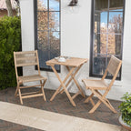 Ensemble bistrot d'extérieur pliant 3 pièces en bois d'acacia Cadiz Modern Coastal, par JONATHAN Y