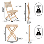 Ensemble bistrot d'extérieur pliant 3 pièces en bois d'acacia Cadiz Modern Coastal, par JONATHAN Y