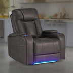 Fauteuil inclinable électrique Callum, appui-tête réglable, similicuir gris