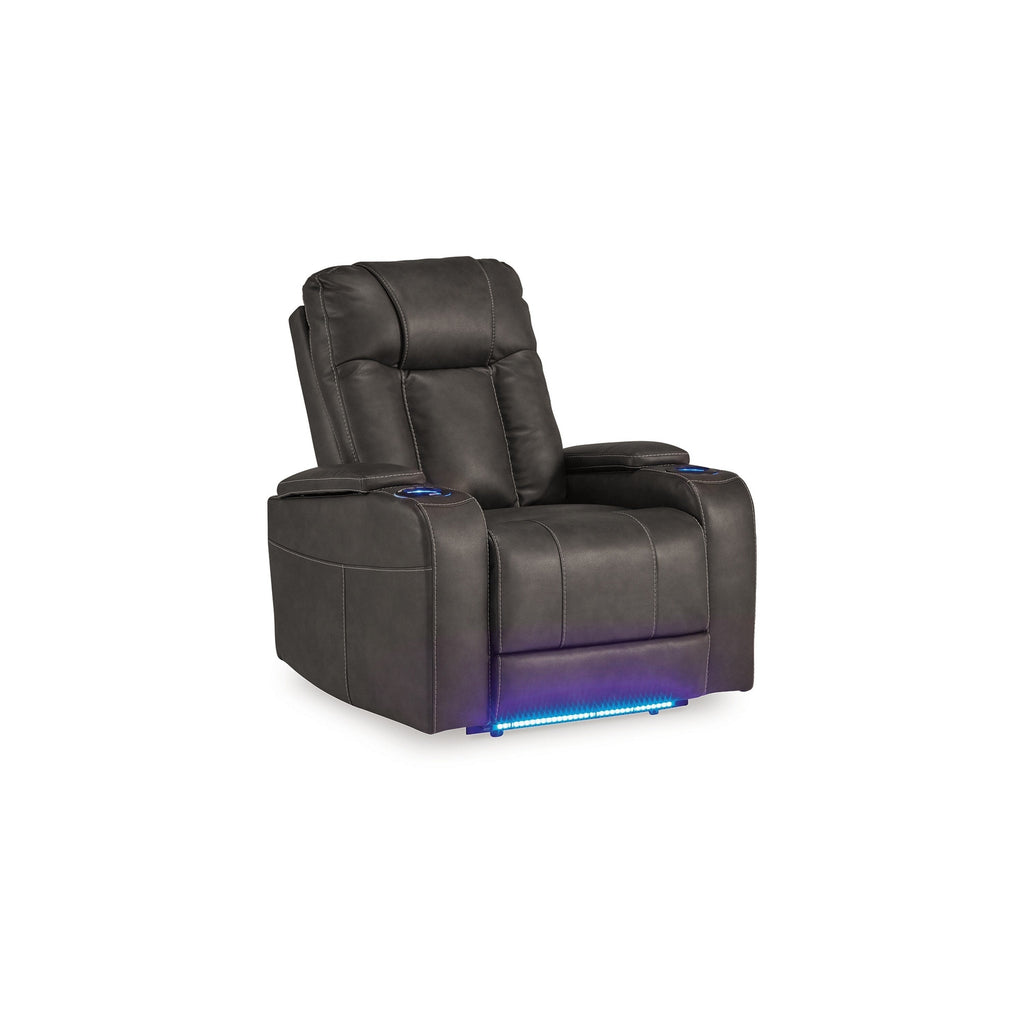 Fauteuil inclinable électrique Callum, appui-tête réglable, similicuir gris