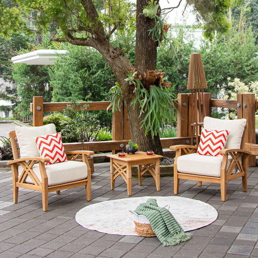 Ensemble de salon de jardin Cambridge Casual Carmel 3 pièces en teck avec coussins