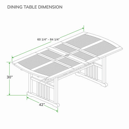 Ensemble de salle à manger extensible d'extérieur Cambridge Casual Caterina 6 pièces en teck