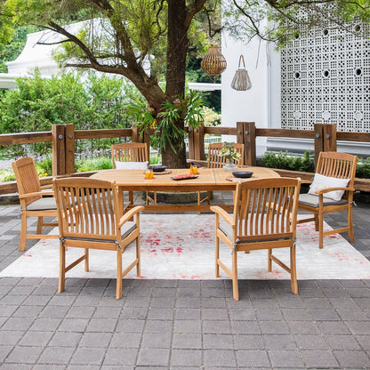 Ensemble de salle à manger extensible Cambridge Casual Chignik 7 pièces en teck pour patio