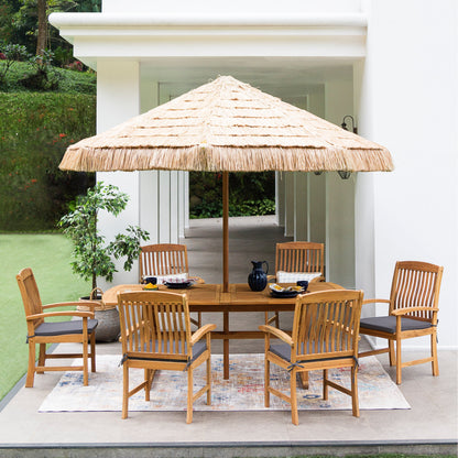 Ensemble de salle à manger extensible Cambridge Casual Chignik 7 pièces en teck pour patio