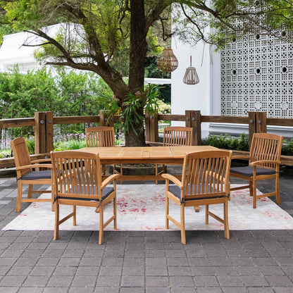 Ensemble de salle à manger extensible Cambridge Casual Chignik 7 pièces en teck pour patio
