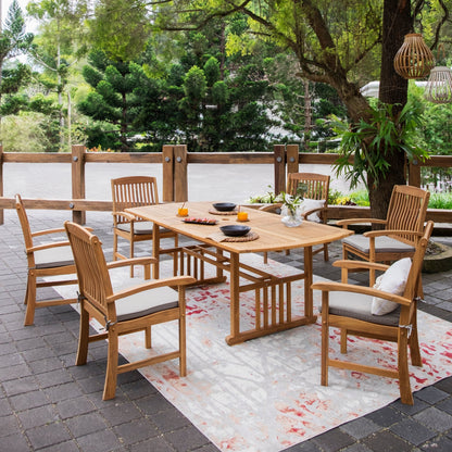 Ensemble de salle à manger extensible Cambridge Casual Chignik 7 pièces en teck pour patio