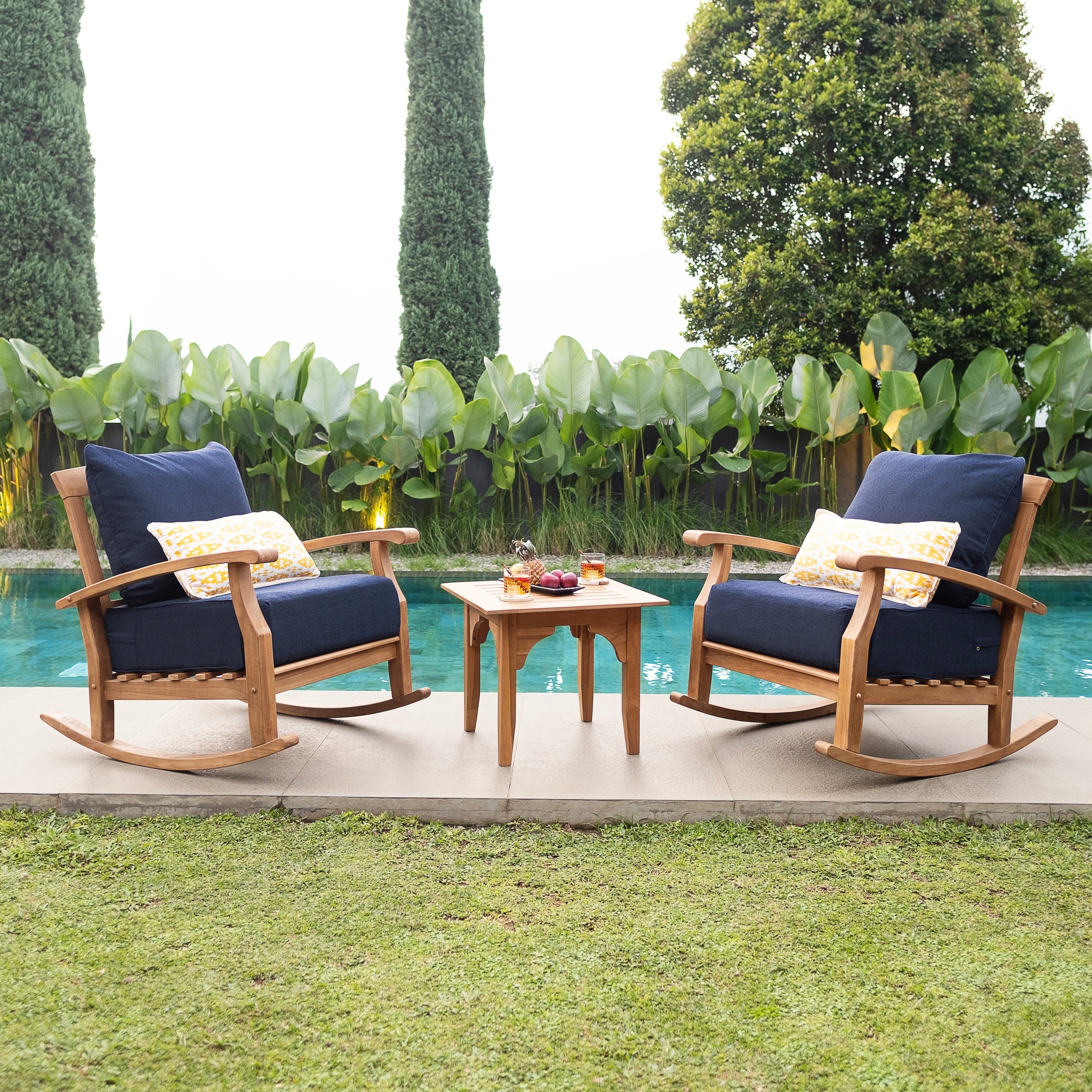 Ensemble de salon de jardin Cambridge Casual Leon 3 pièces en teck avec coussin