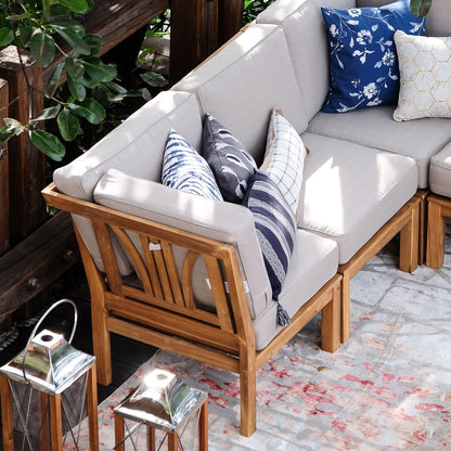 Ensemble de salon de jardin Cambridge Casual Lowell 8 pièces en teck avec coussin