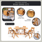 Ensemble de salle à manger d'extérieur pliable Cambridge Casual Miami 7 pièces en teck avec coussin de siège Sunbrella