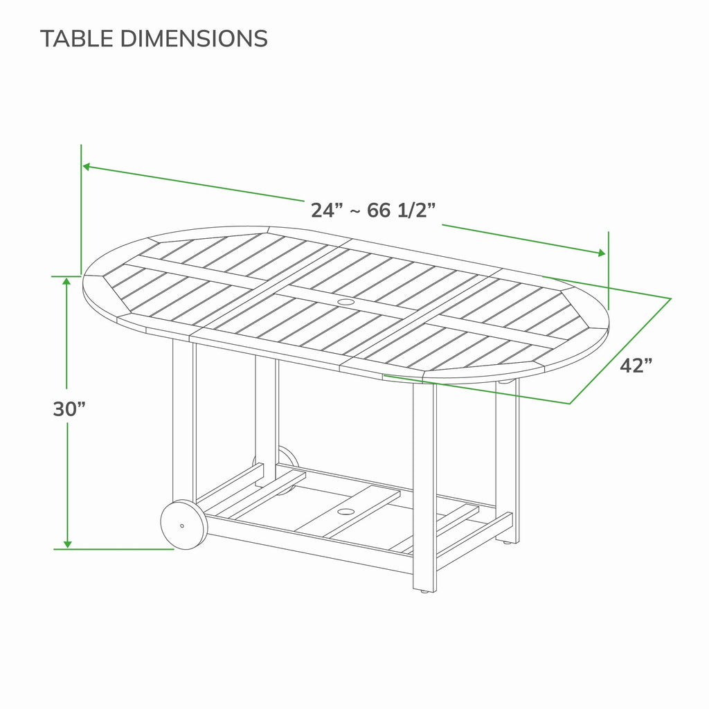 Ensemble de salle à manger d'extérieur pliable Cambridge Casual Miami 7 pièces en teck avec coussin de siège Sunbrella