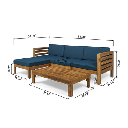Ensemble de canapés d'extérieur Cambridge en bois, 5 pièces, par Christopher Knight Home