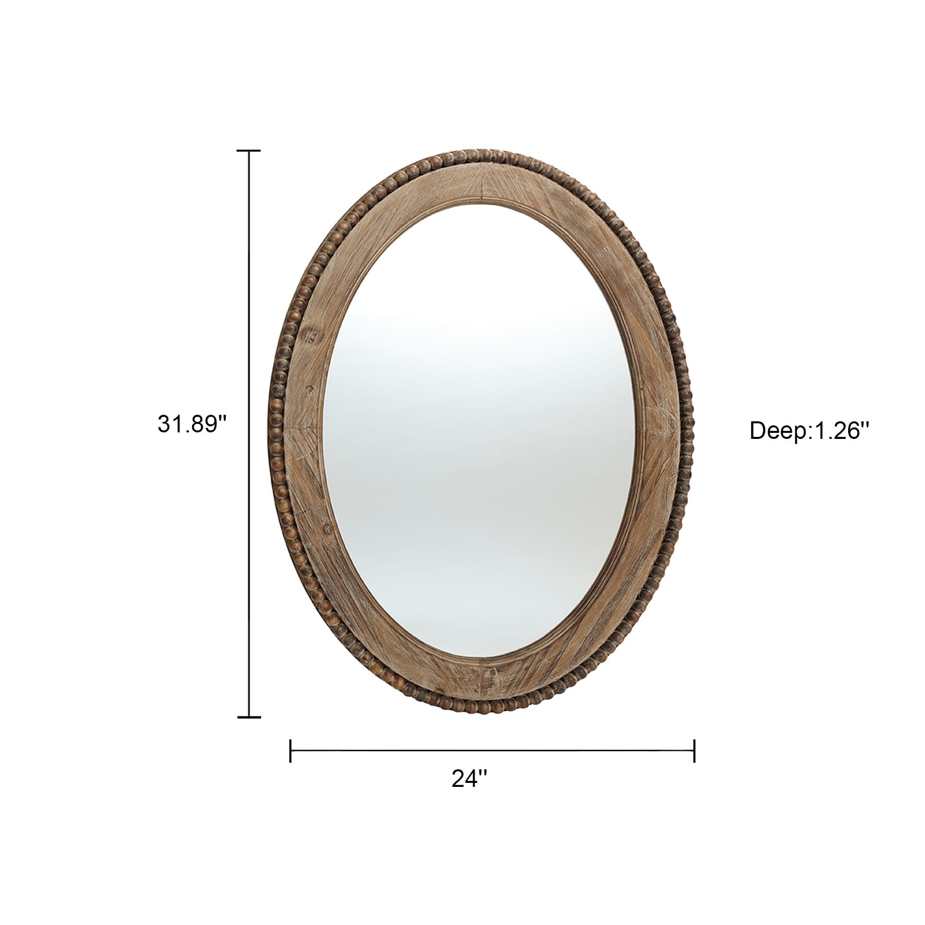 Miroir mural ovale de 81 cm avec cadre en bois Cameo, miroir mural de salle de bain – 31,89 H x 24 L x 1,26 P