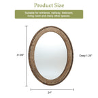 Miroir mural ovale de 81 cm avec cadre en bois Cameo, miroir mural de salle de bain – 31,89 H x 24 L x 1,26 P