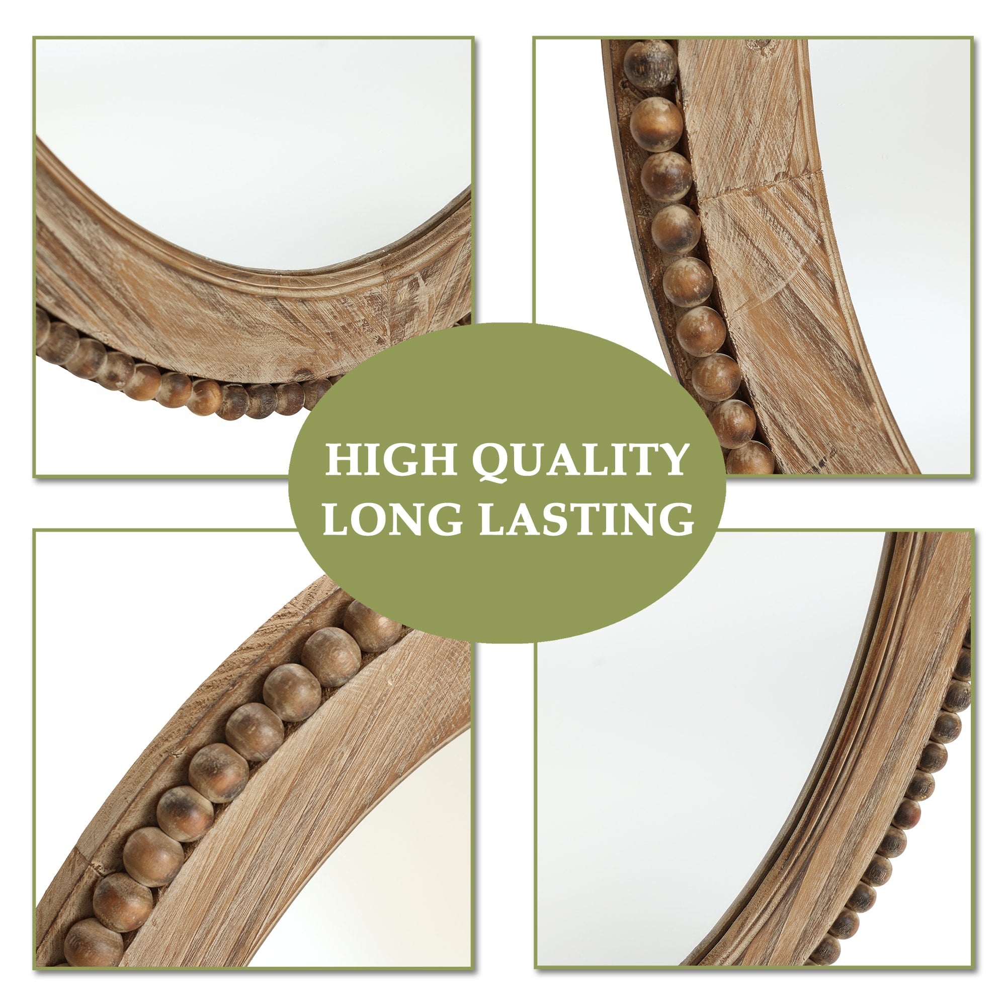 Miroir mural ovale de 81 cm avec cadre en bois Cameo, miroir mural de salle de bain – 31,89 H x 24 L x 1,26 P