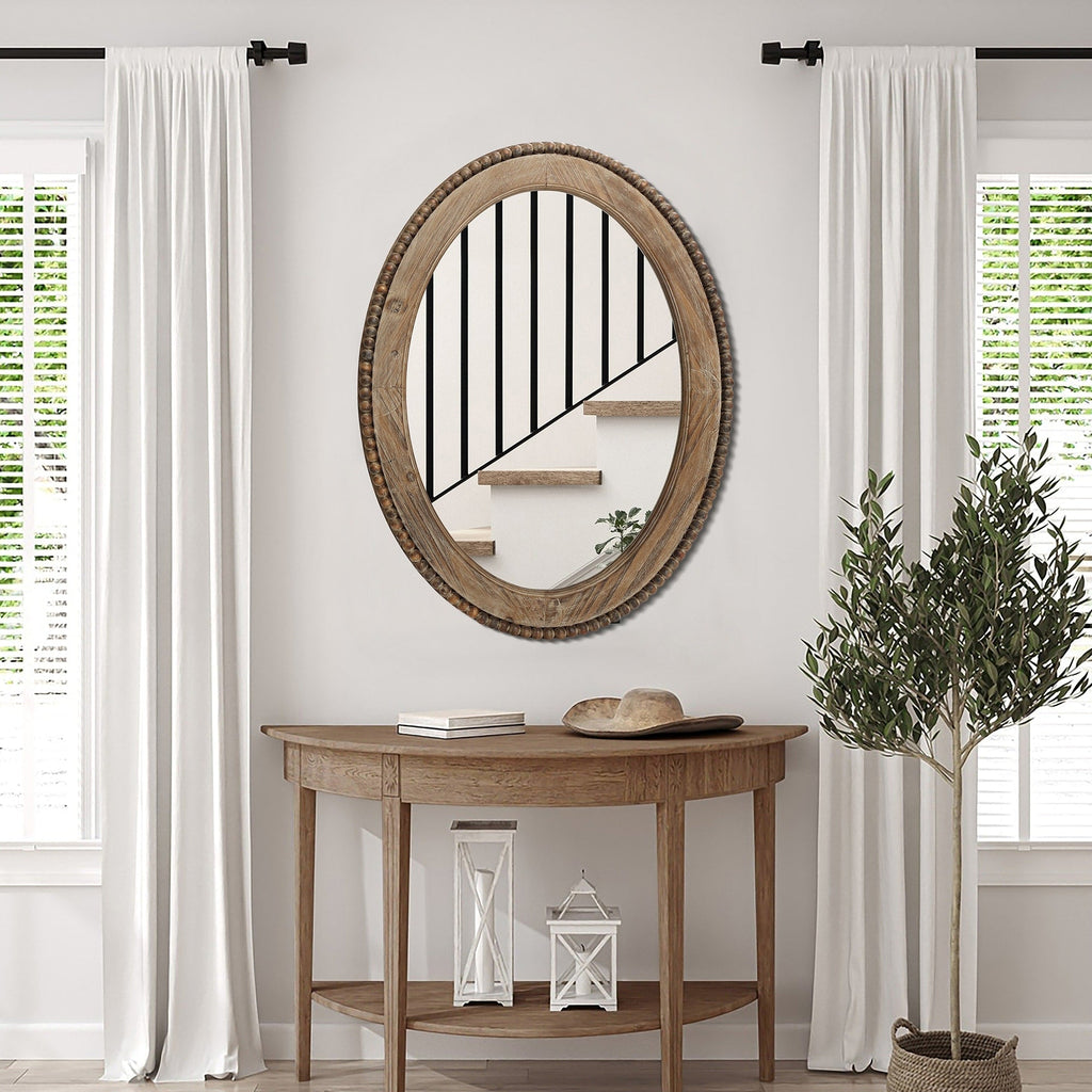 Miroir mural ovale de 81 cm avec cadre en bois Cameo, miroir mural de salle de bain – 31,89 H x 24 L x 1,26 P