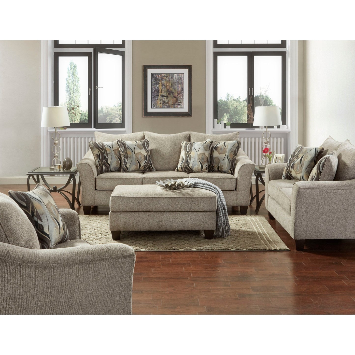 Canapé à dossier coussiné en tissu Camero de Roundhill Furniture