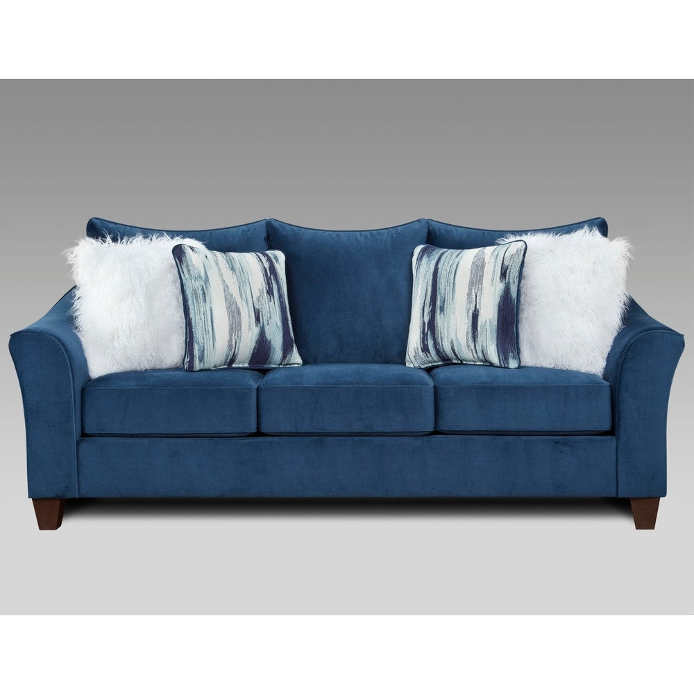 Canapé à dossier coussiné Camero en tissu bleu marine de Roundhill Furniture