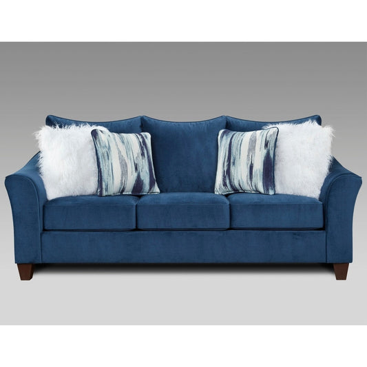 Canapé à dossier coussiné Camero en tissu bleu marine de Roundhill Furniture