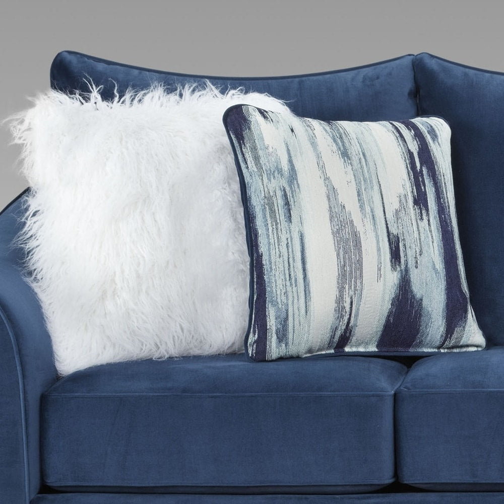 Canapé à dossier coussiné Camero en tissu bleu marine de Roundhill Furniture